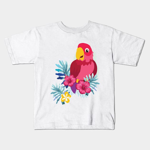 Lovely Parrot Print Kids T-Shirt by sabamargoob